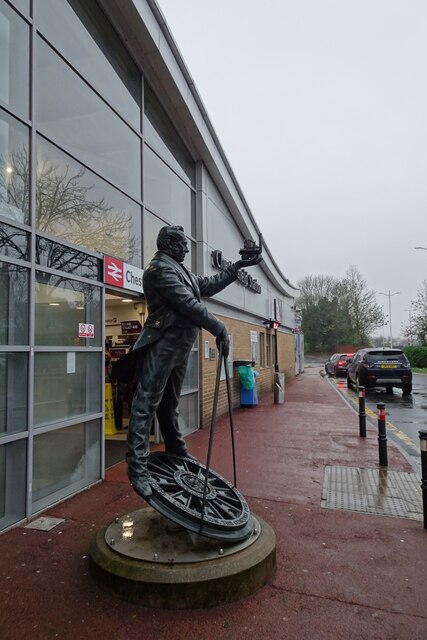 Statue outside Chesterfield railway station · DS Pugh · CC BY-SA 2.0