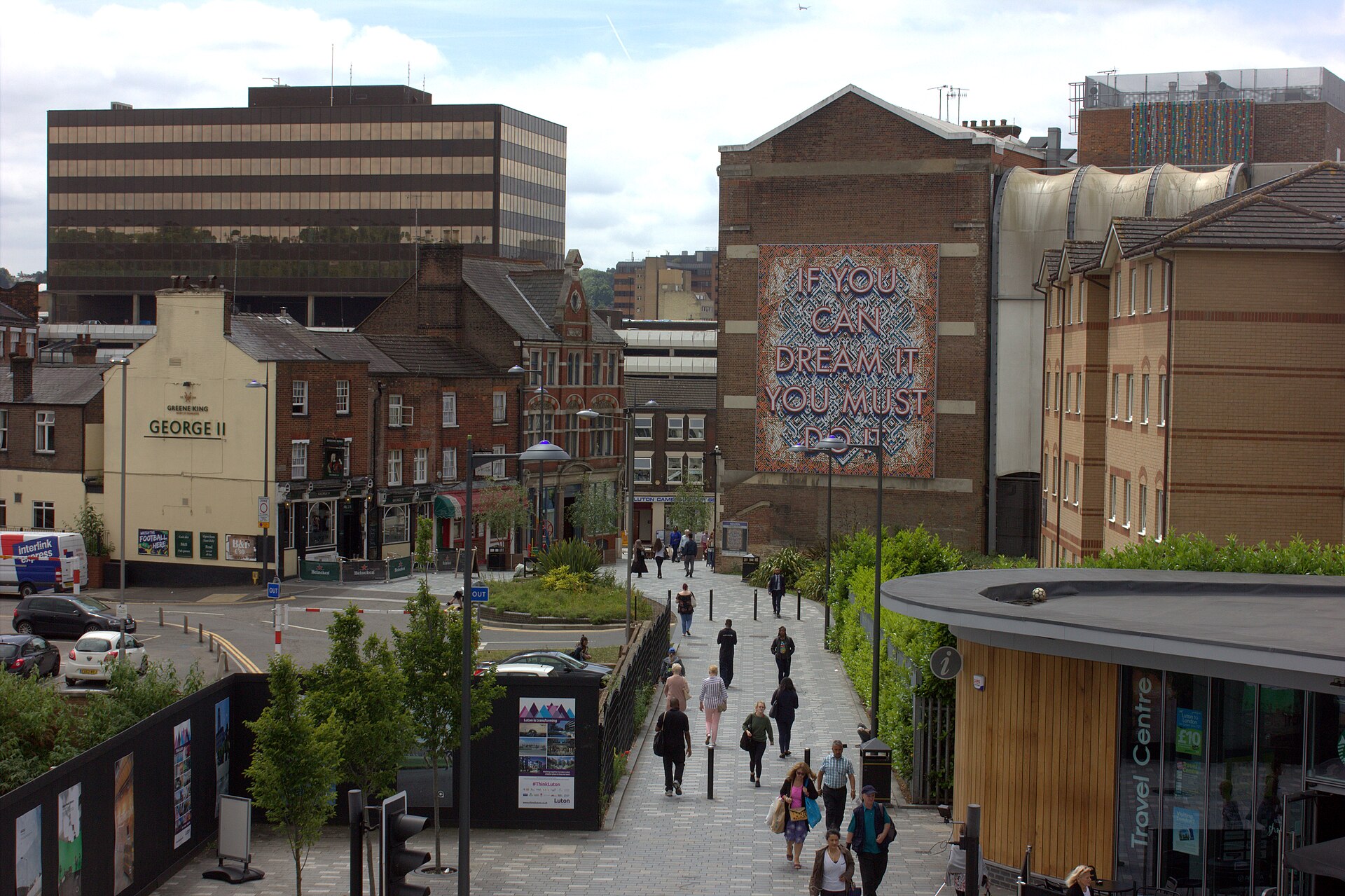 Luton town centre from the railway station exit. - geograph.org.uk - 5432104.jpg · Robert Eva · CC BY-SA 2.0