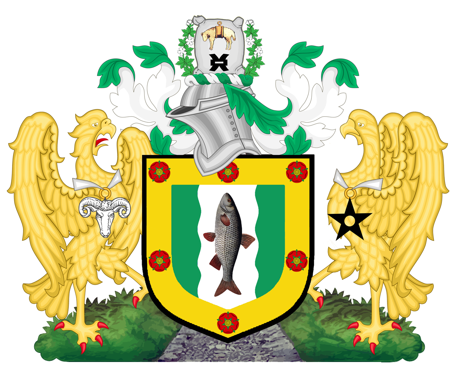 Coat of arms of Rochdale Metropolitan Borough Council.png · Escudo_del_Vichada.svg : Shadowxfox Rutilus_rutilus5.jpg : Krüger Imperial_Eagle_Supporter_(Heraldry · CC BY-SA 3.0