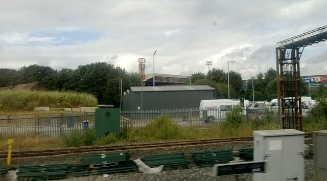 Approaching Stockport station from the south: Network Rail depot · Christopher Hilton · CC BY-SA 2.0